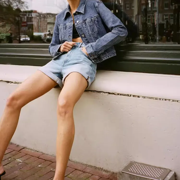 ZARA Denim Shorts Women's Blue-2
