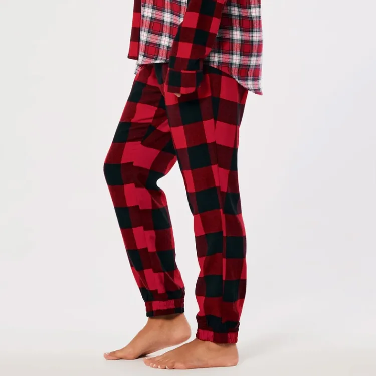Hollister Casual Pants Women's Red Plaid-2