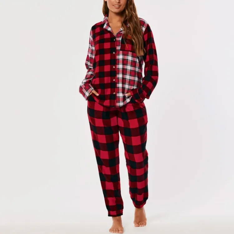 Hollister Casual Pants Women's Red Plaid-5