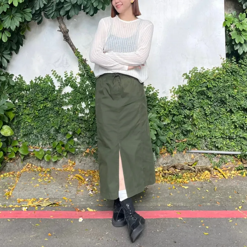 UNIQLO Casual Long Skirt Women's Dark Green-1
