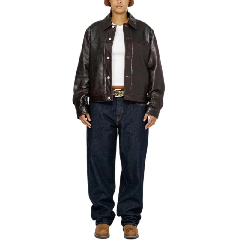 Stussy Trucker Leather Jacket-2