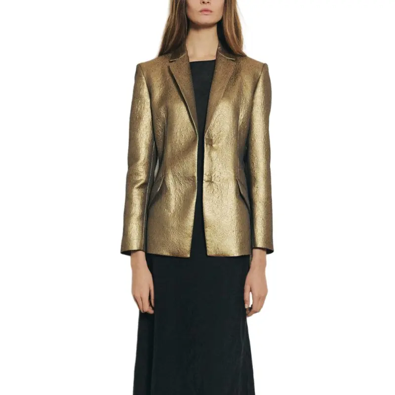 ZARA ZW Series Long Sleeved Business Suit Women's Gold-2