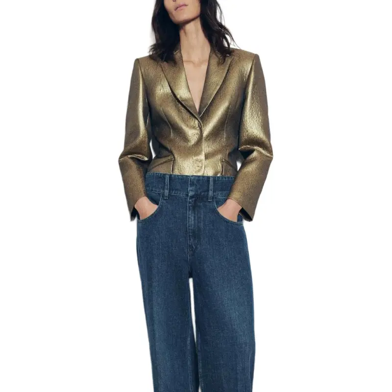 ZARA ZW Series Long Sleeved Business Suit Women's Gold-3