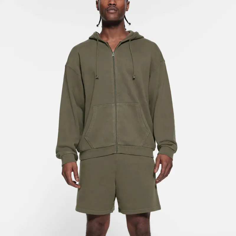 SKIMS TERRY MENS RELAXED ZIP UP HOODIE Sweatshirt Men's MILITARY/Army Green-1