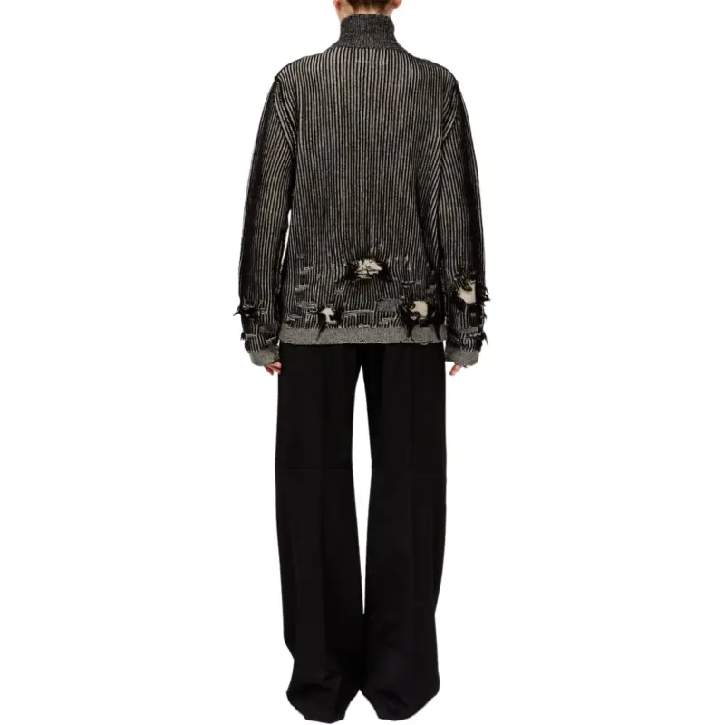 MM6 Maison Margiela Zipped Distressed 3D Knitted Cardigan-2