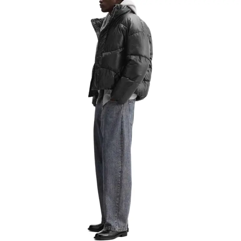 ZARA Puffer Jackets Men Black-4