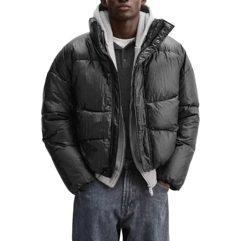 ZARA Puffer Jackets Men Black-2