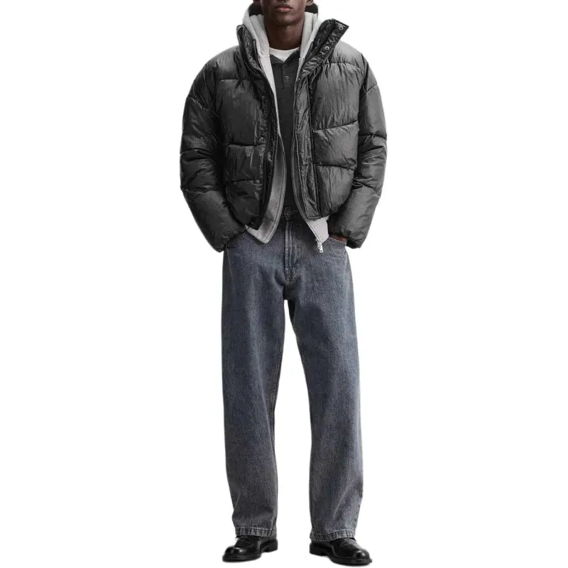 ZARA Puffer Jackets Men Black-1