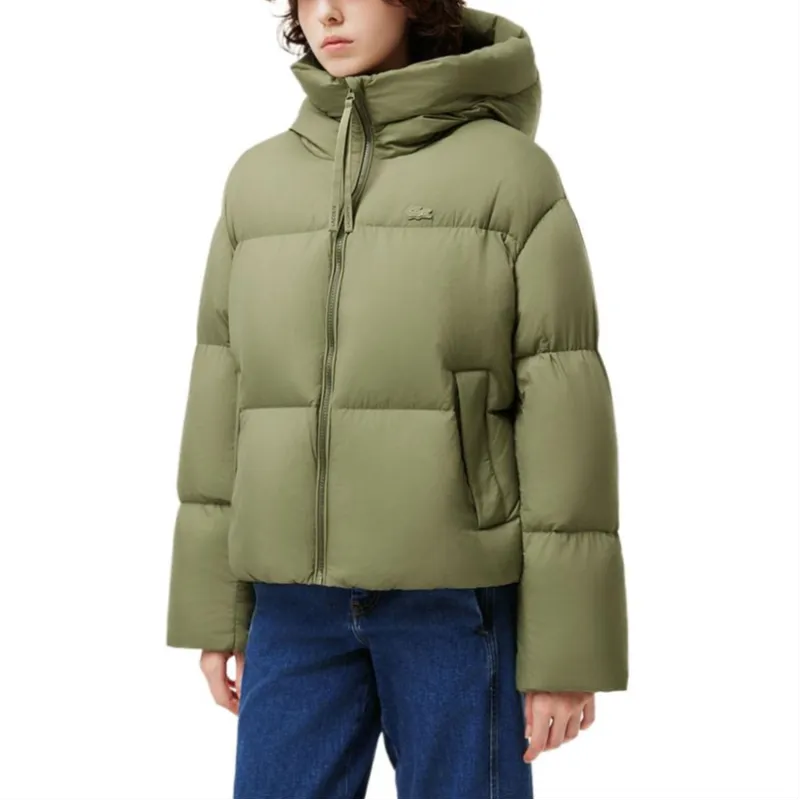 LACOSTE Down Jacket Women's Khaki Green-3
