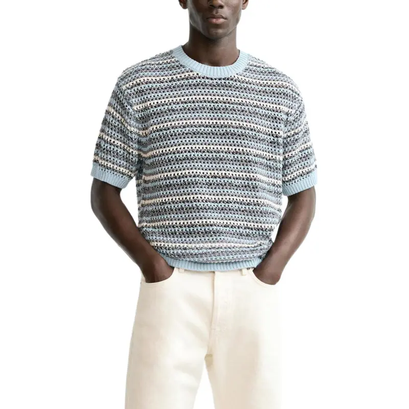 ZARA T Shirts Men Blue-2