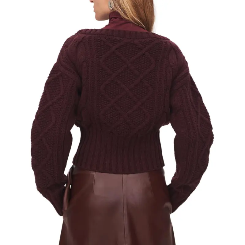 ZARA Sweater Women's Burgundy Red-4