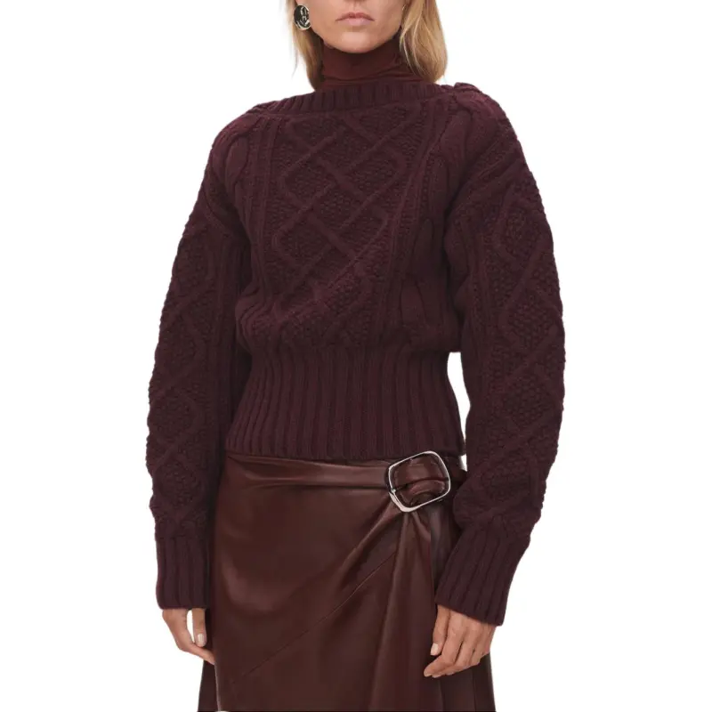 ZARA Sweater Women's Burgundy Red-3