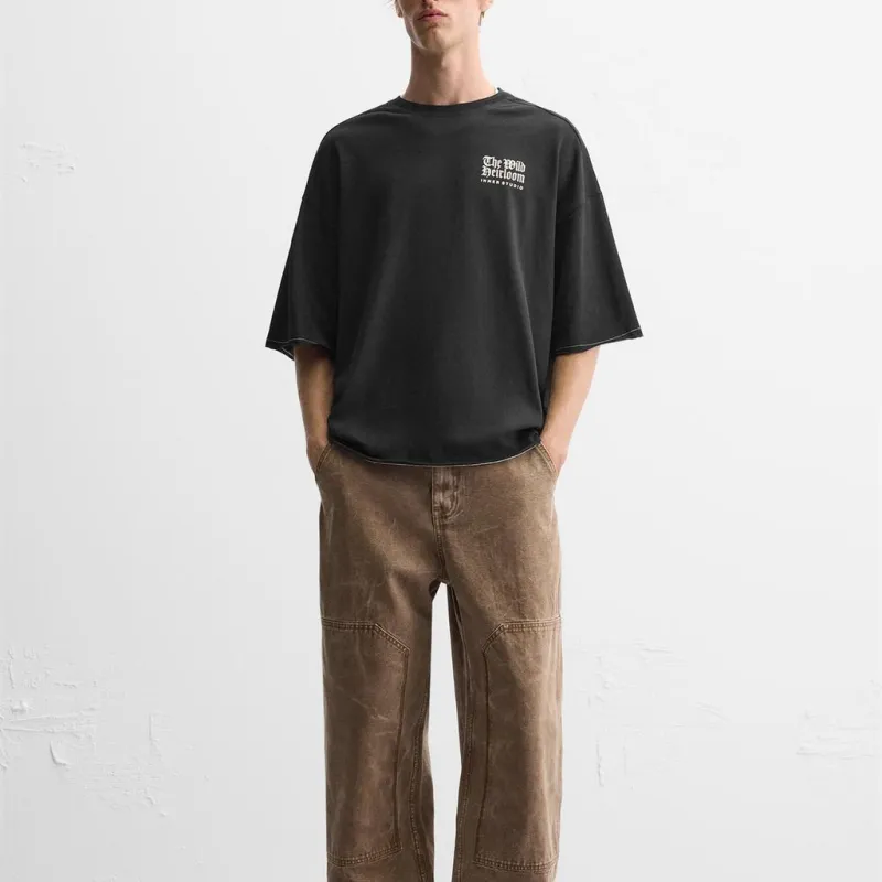 ZARA T Shirts Men Black-2