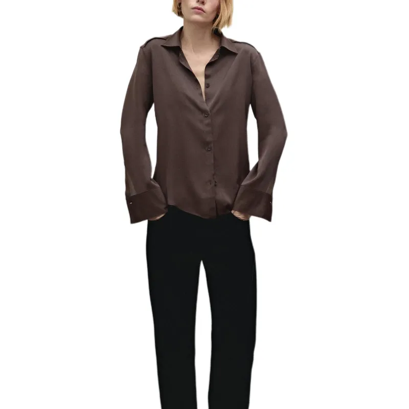 Massimo Dutti Shirt Women's Pomegranate Stone Color-2