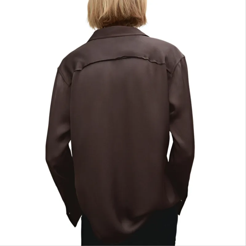 Massimo Dutti Shirt Women's Pomegranate Stone Color-4