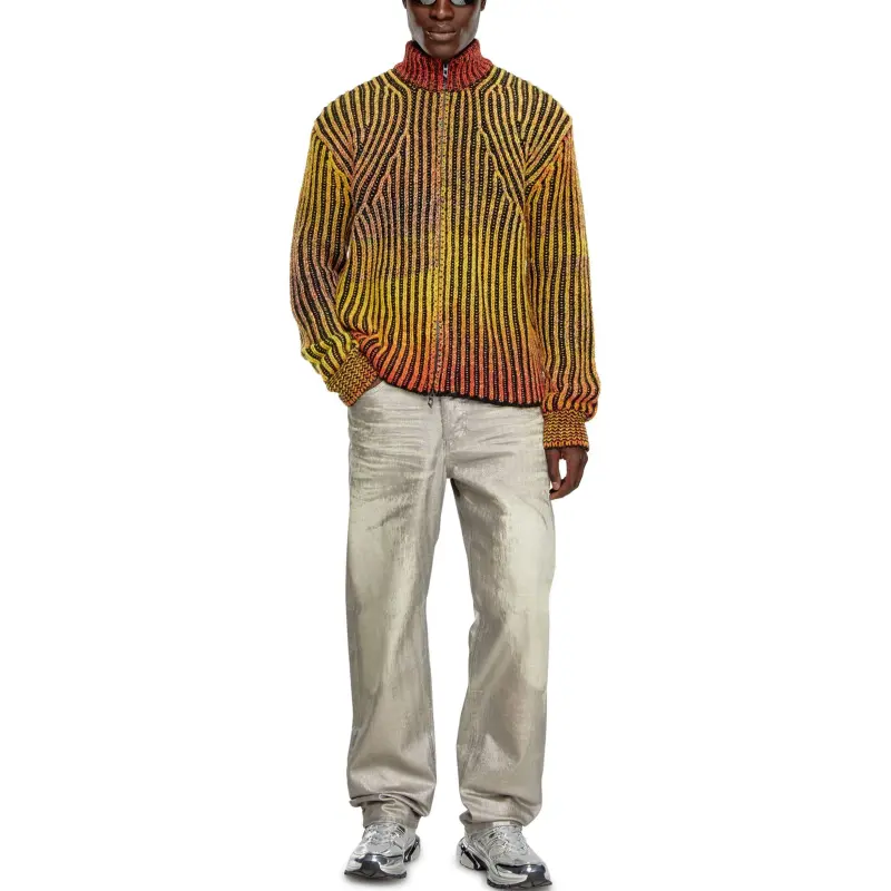 DIESEL Degrade Ribbed Zip Up Sweater-1
