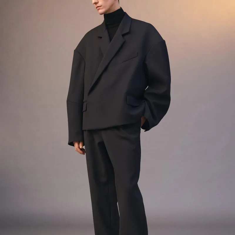 ZARA Business Suits Men Black-4