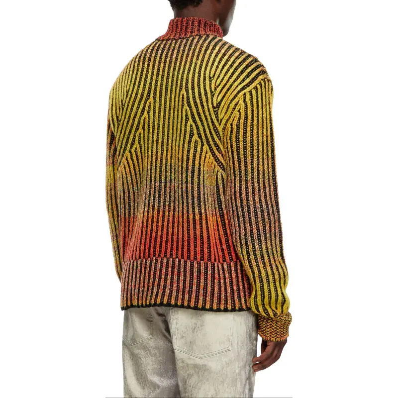 DIESEL Degrade Ribbed Zip Up Sweater-3
