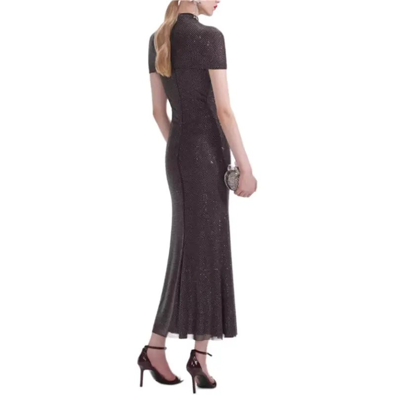 Self portrait SS25 Short Sleeved Dress Women's Dark Gray-2
