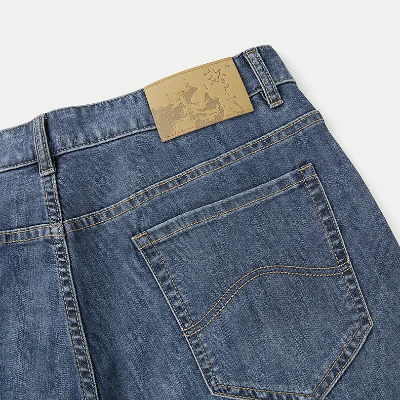 HLA The Mountain Is Not In The High Series Denim Shorts Men's Blue Gray Denim Gradient-3