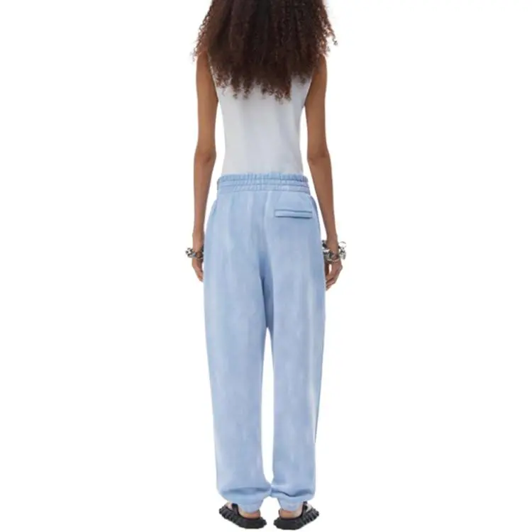 T By Alexander Wang Essential Terry Classic Puff Paint Logo Sweatpants Washed Pale Blue-2