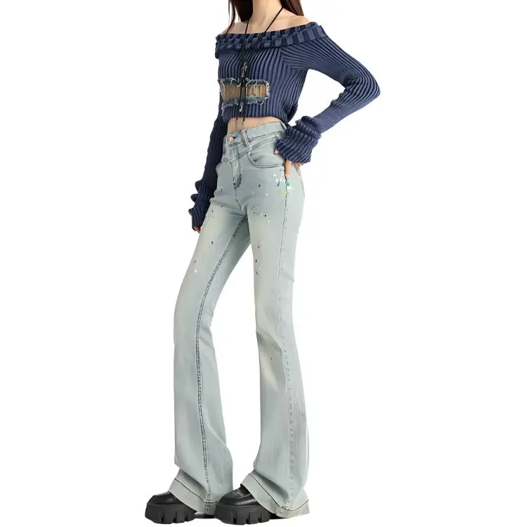 YINLEI Jeans Women's Light Blue-2