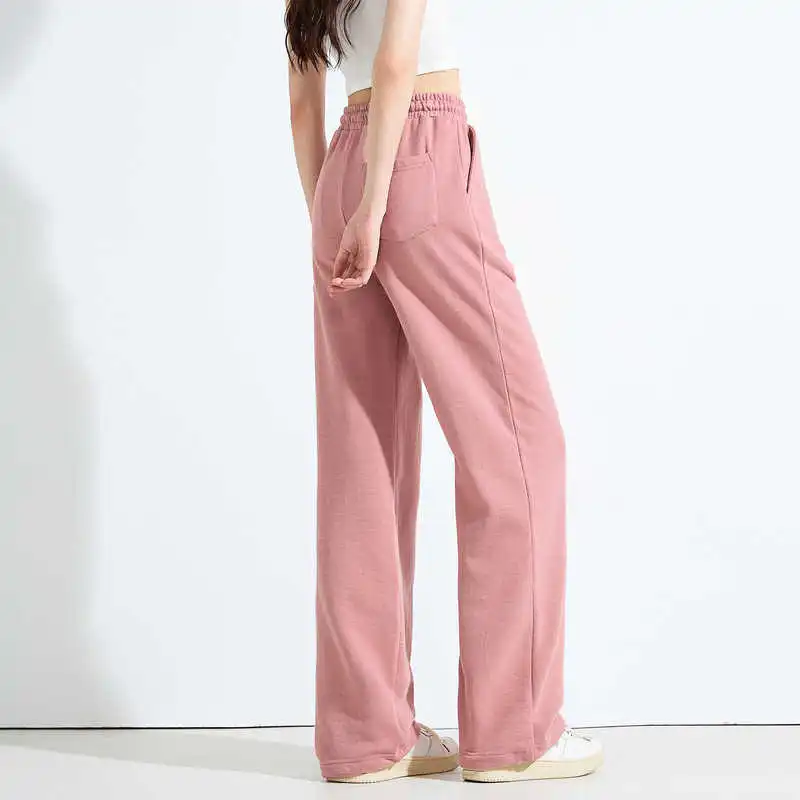 Tonlion Casual Pants Women's Leather Pink-3