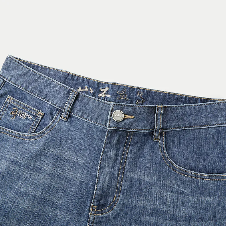 HLA The Mountain Is Not In The High Series Denim Shorts Men's Blue Gray Denim Gradient-2