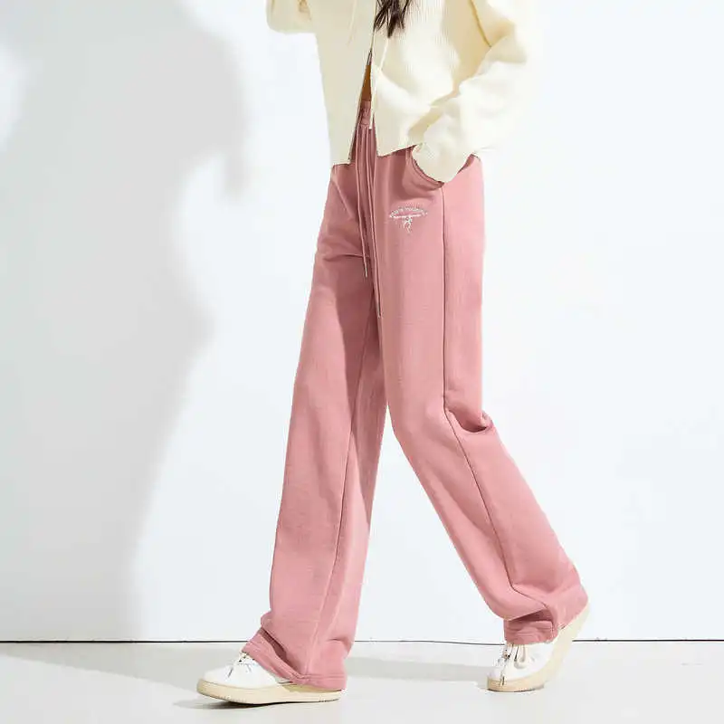 Tonlion Casual Pants Women's Leather Pink-1