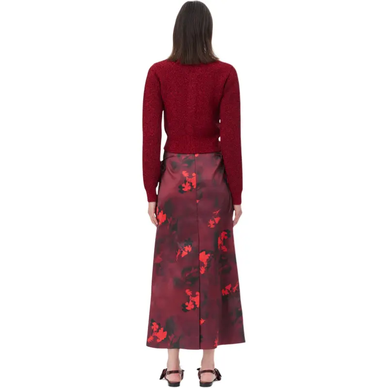 GANNI Printed Satin Maxi Skirt-4