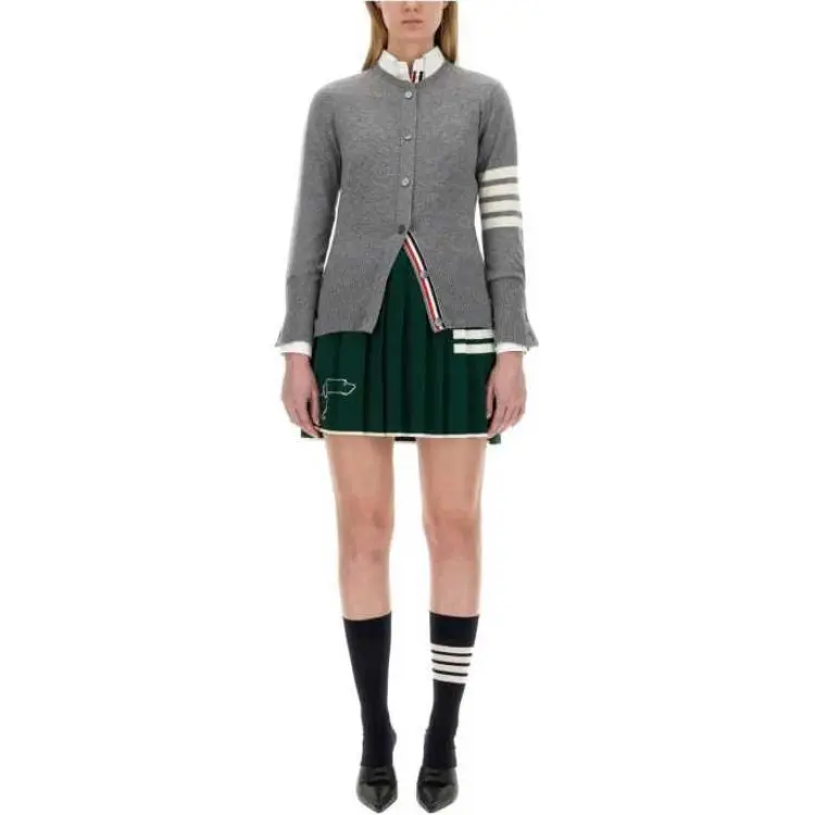 THOM BROWNE 4 Bar Striped Buttoned Cardigan-1