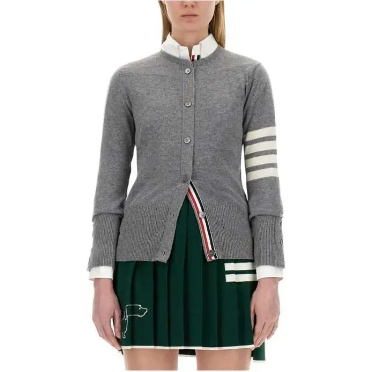 THOM BROWNE 4 Bar Striped Buttoned Cardigan-2