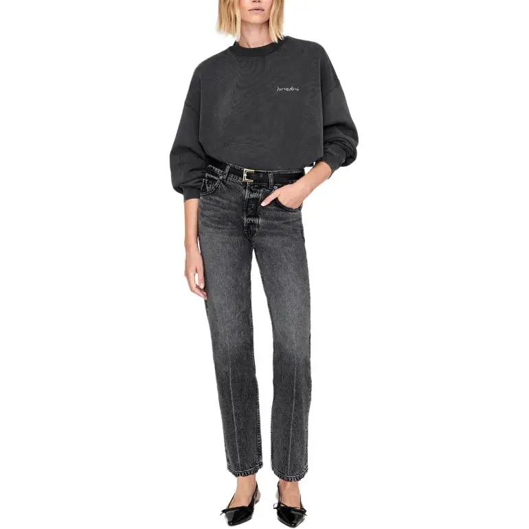Anine Bing Slogan Printed Crewneck Sweatshirt-2