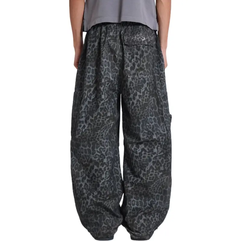 Jaded London Leopard Parachute Pants Casual Pants Men's Charcoal Gray-3