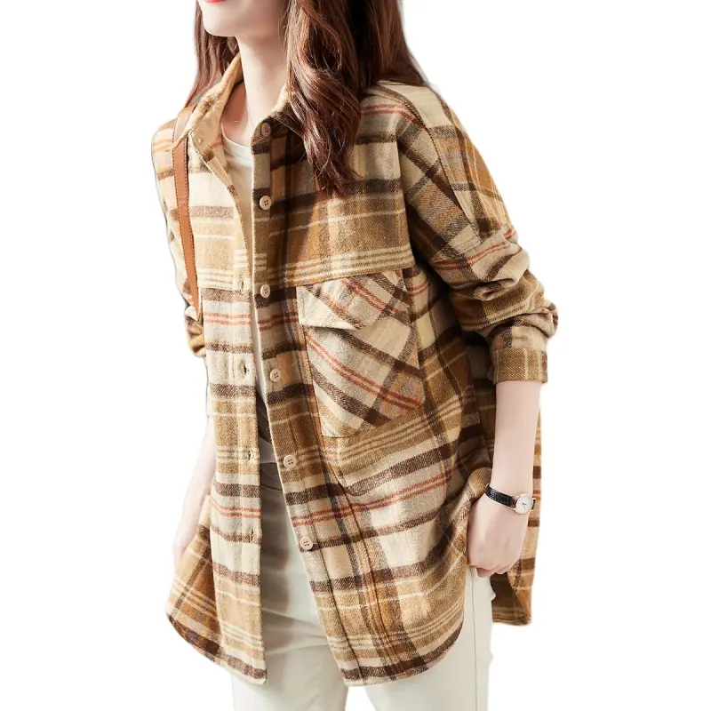 【dme】 Shirt Women's Plaid Color-1