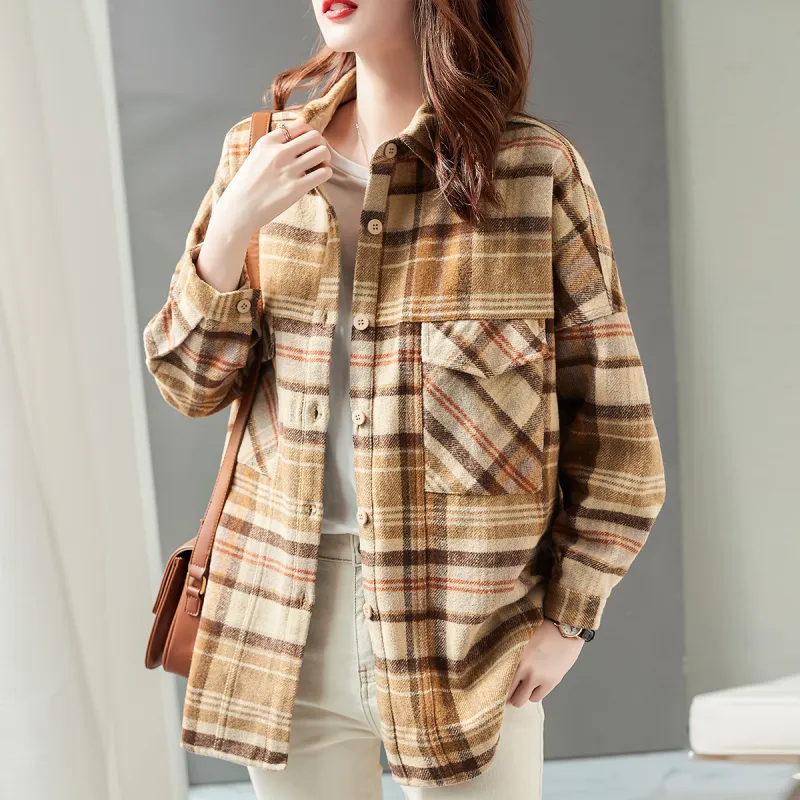 【dme】 Shirt Women's Plaid Color-3