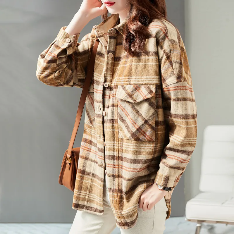 【dme】 Shirt Women's Plaid Color-4