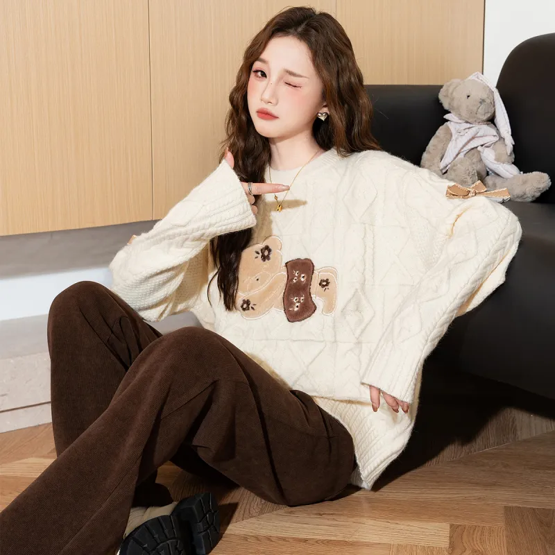 Tonlion Knitwear Women's Apricot Beige-4