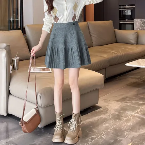 Tonlion Casual Short Skirts Women's Dark Heather Gray