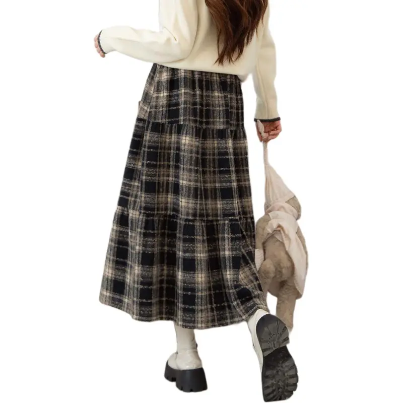 Tonlion Casual Long Skirts Women's Navy Blue-2
