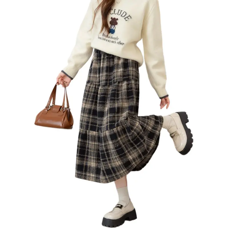 Tonlion Casual Long Skirts Women's Navy Blue-1