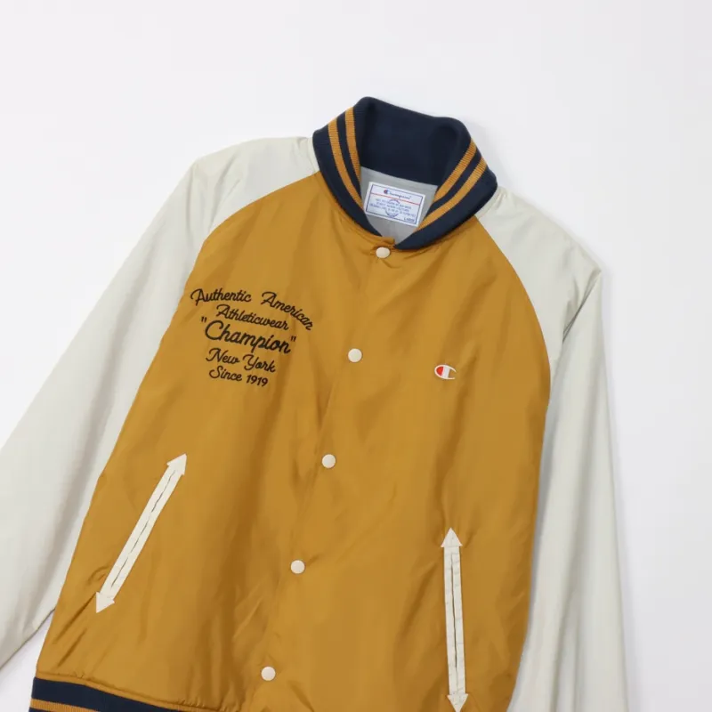 Champion SS24 Baseball Jacket Men's Mustard Yellow-4