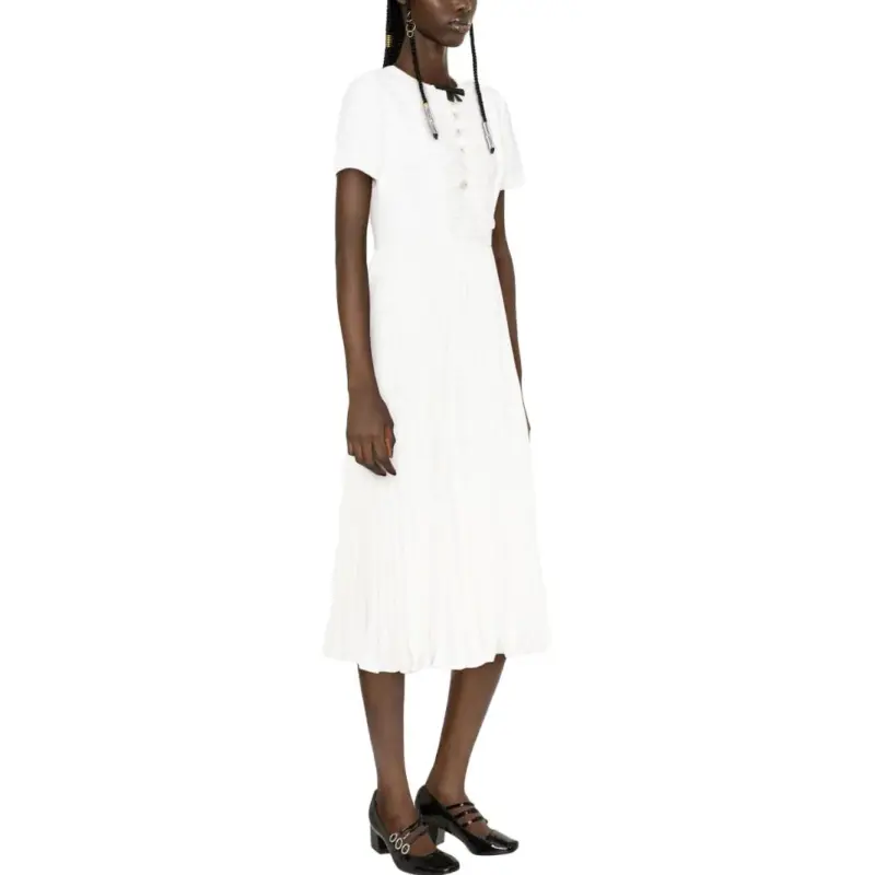 Self-portrait Lace-collar Pleated Midi Dress-2