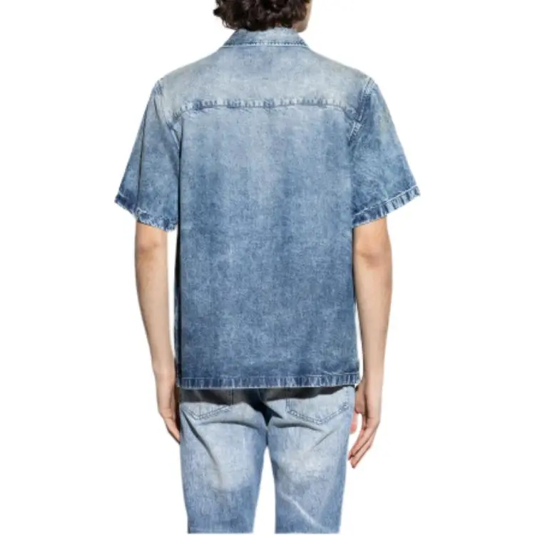 DIESEL D Nabil Fsg Distressed Denim Bowling Shirt-3