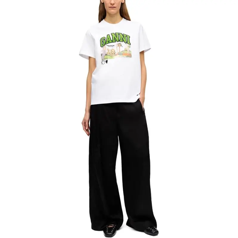 GANNI Logo Printed Crewneck T Shirt-2