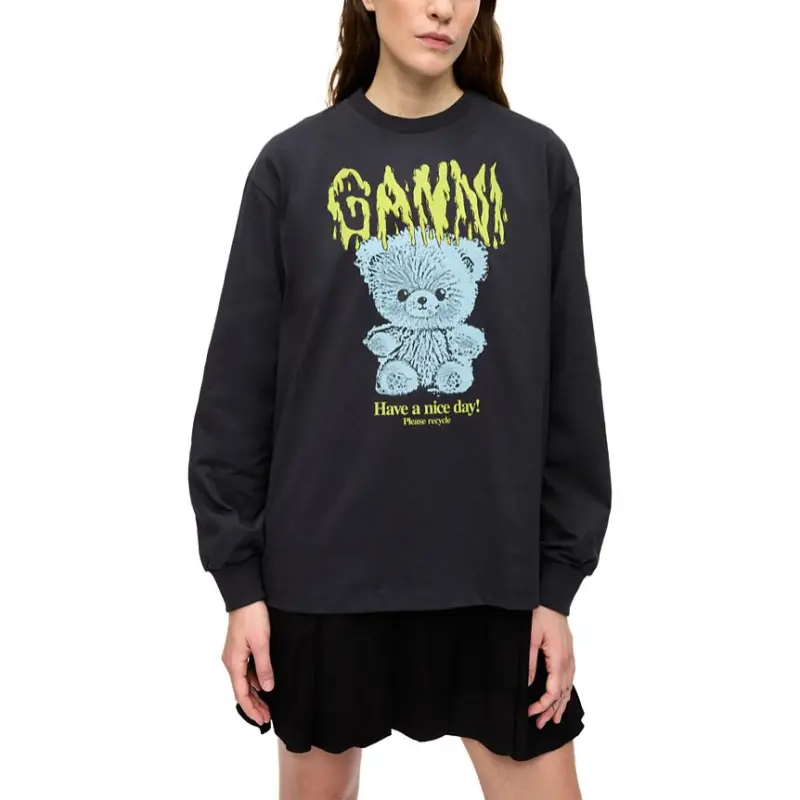 GANNI Teddy Printed Crewneck Sweatshirt-1