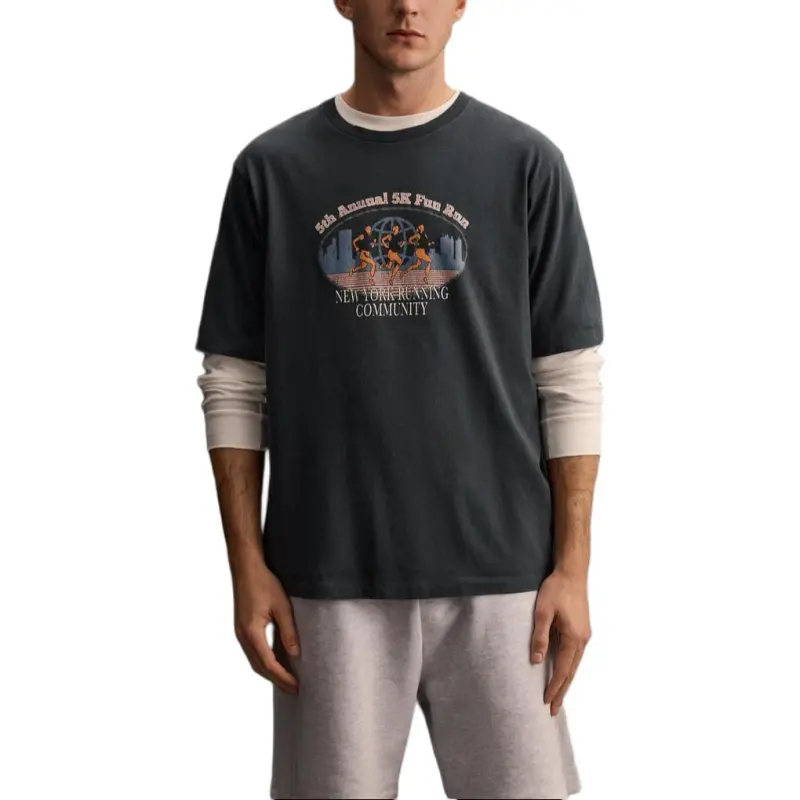 ZARA T Shirts Men Sea Blue-2