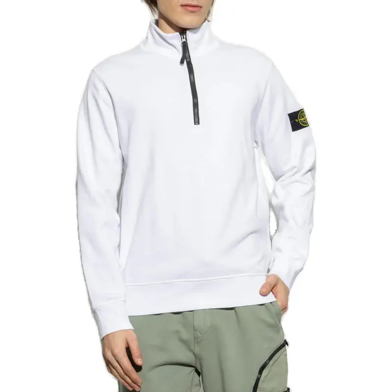 STONE ISLAND Logo Patch Half Zip Sweatshirt-2