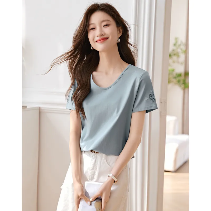 Mo Han Yi Mei Regular T Shirt Women's Blue-5