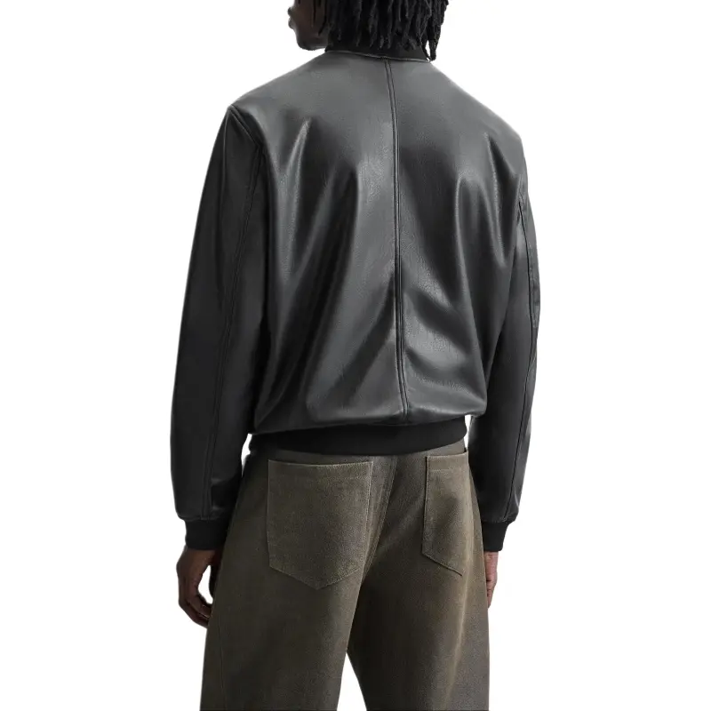 ZARA Leather Jackets Men Black-3